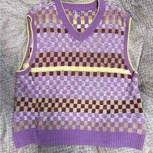 Urban Outfitters Purple and Yellow Knit Vest